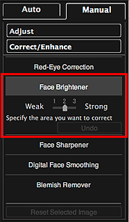 figure: Correct/Enhance Images window Manual tab