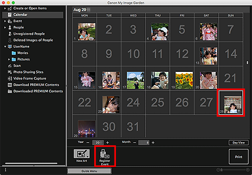 figure: Calendar view