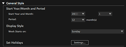 figure: Advanced Settings dialog (Calendar)