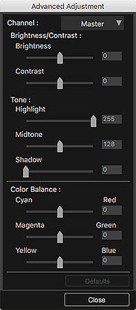 figure: Advanced Adjustment dialog