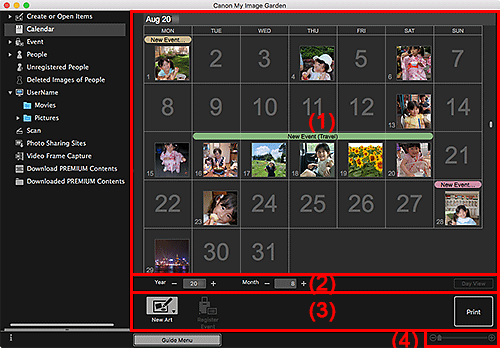 Imagen: vista de calendario