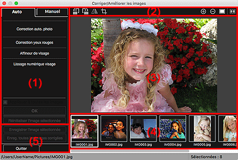 figure : onglet Auto fenêtre Corriger/Améliorer les images