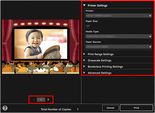 figure: Print Settings dialog