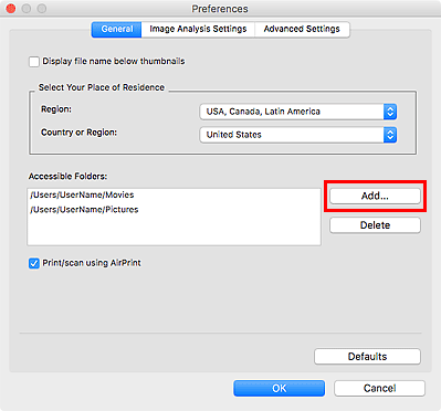 figure: General tab of Preferences dialog box