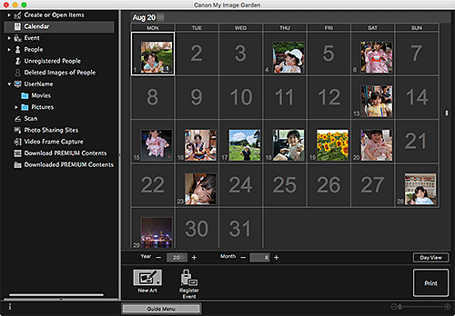 figure: Calendar view