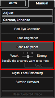 figure: Correct/Enhance Images window Manual tab