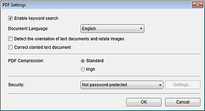 figure: PDF Settings dialog box