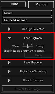 figure: Correct/Enhance Images window Manual tab