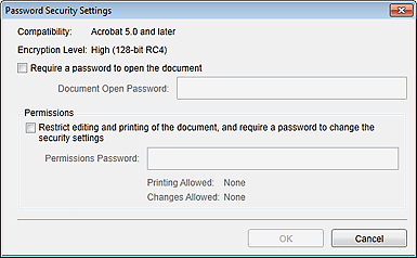 figure: Password Security Settings dialog box