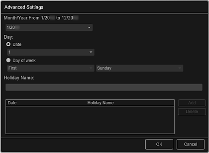 Imagen: Cuadro de diálogo Configuración avanzada (Calendario)