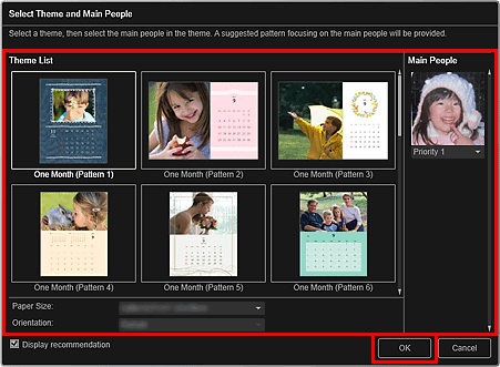 pav.: temos ir pagrindinių žmonių pasirinkimo dialogo langas