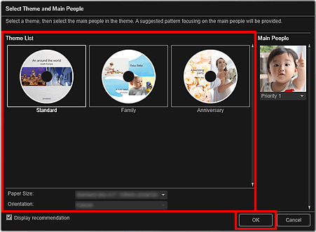 pav.: temos ir pagrindinių žmonių pasirinkimo dialogo langas