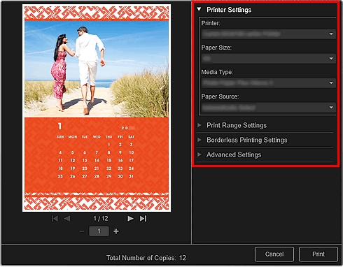 pav.: spausdinimo parametrų dialogo langas