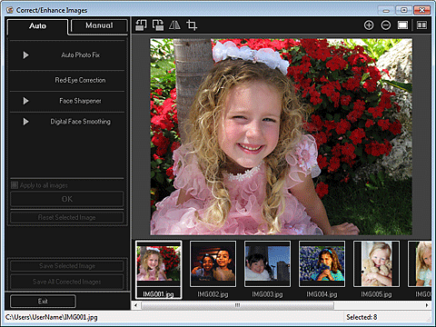 pav.: vaizdų koregavimo / tobulinimo langas