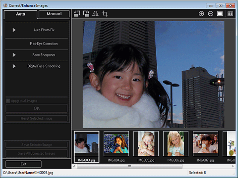 pav.: vaizdų koregavimo / tobulinimo langas