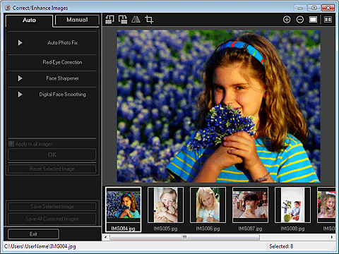 pav.: vaizdų koregavimo / tobulinimo langas