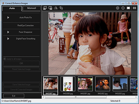 pav.: vaizdų koregavimo / tobulinimo langas