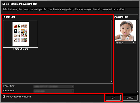 attēls: dialoglodziņš Atlasiet tematu un galvenās personas