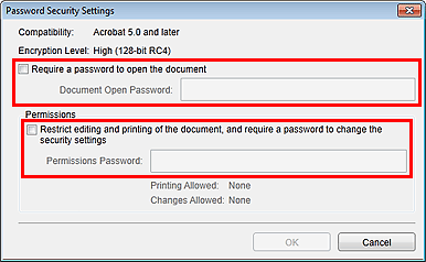 attēls: dialoglodziņš Paroles drošības iestatījumi
