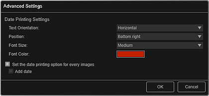 attēls: dialoglodziņš Papildu iestatījumi (Foto izkārtojums)