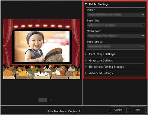 slika: pogovorno okno Nastavitve tiskanja