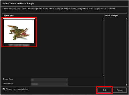 slika: pogovorno okno Izberi temo in glavne osebe