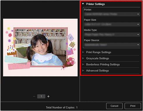 slika: pogovorno okno Nastavitve tiskanja