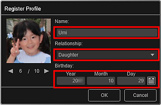 slika: pogovorno okno Registriraj profil