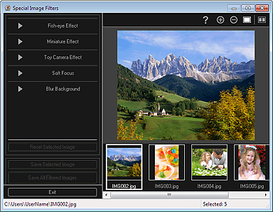 slika: okno Posebni filtri za slike