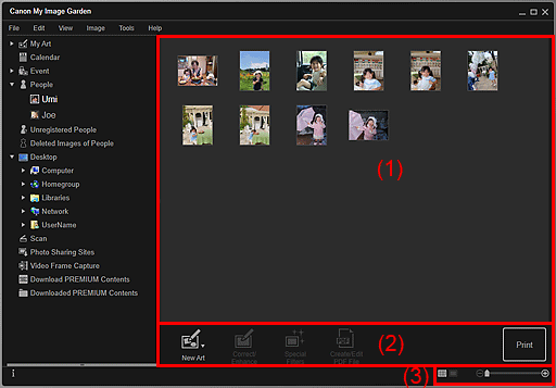 figure: Expanded display of People view