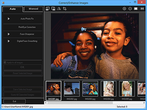 pav.: vaizdų koregavimo / tobulinimo langas
