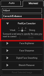 pav.: vaizdų koregavimo / tobulinimo lango rankinio koregavimo būdo skirtukas