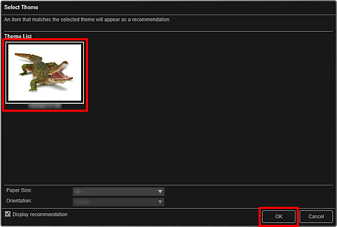 attēls: dialoglodziņš Temata atlasīšana