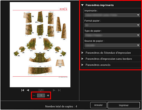 figure : boîte de dialogue Paramètres d'impression