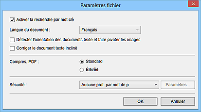 figure : boîte de dialogue Paramètres PDF