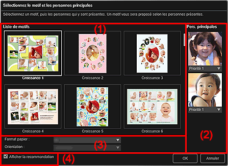 figure : Boîte de dialogue Sélectionnez le motif et les personnes principales