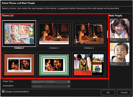 figure: Select Theme and Main People dialog box