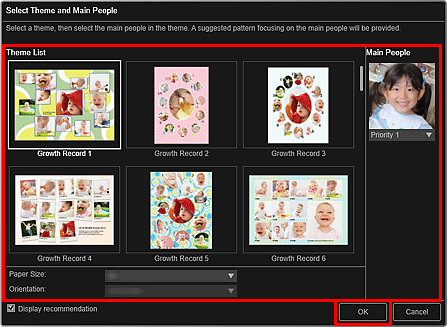 pav.: temos ir pagrindinių žmonių pasirinkimo dialogo langas