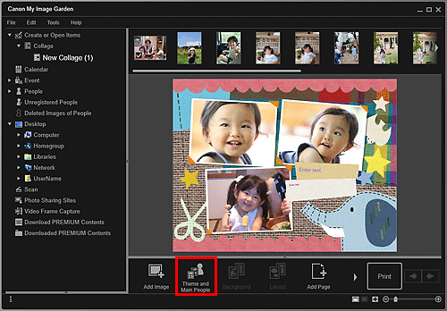 pav.: redagavimo ekranas „Kurti arba atidaryti elementus“