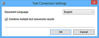 figura: Finestra di dialogo Impostazioni conversione testo