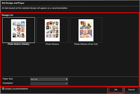 pav.: dialogo langas „Nustatyti dizainą ir popierių“