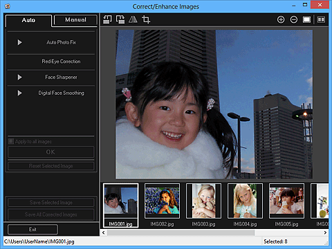 pav.: vaizdų koregavimo / tobulinimo langas