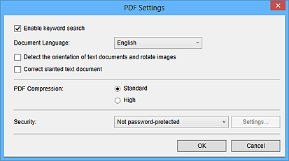 figura: caixa de diálogo Configurações do PDF
