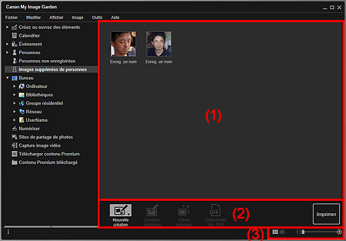 figure : Vue Images supprimées de personnes