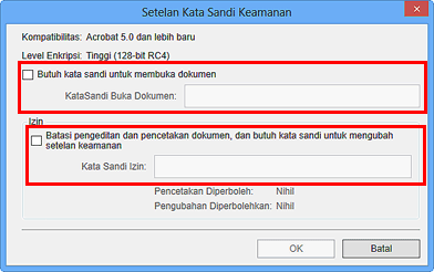 gambar: Kotak dialog Setelan Kata Sandi Keamanan