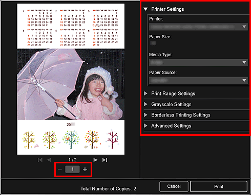 figur: dialogboksen for utskriftsinnstillinger