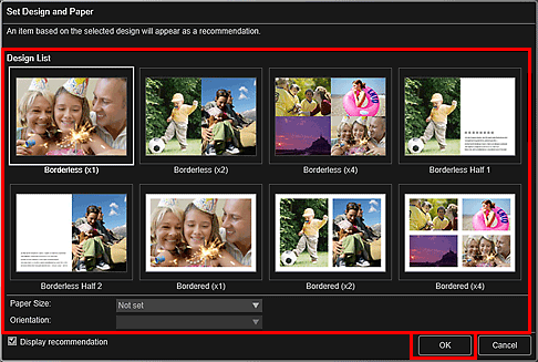slika: pogovorno okno Določi Obliko in Papir