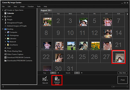 figure: Calendar view