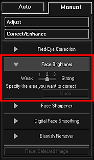 figure: Correct/Enhance Images window Manual tab