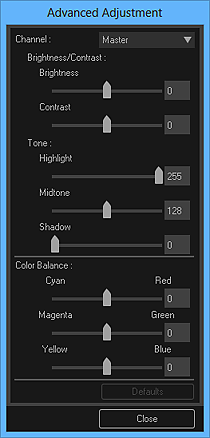 figure: Advanced Adjustment dialog box